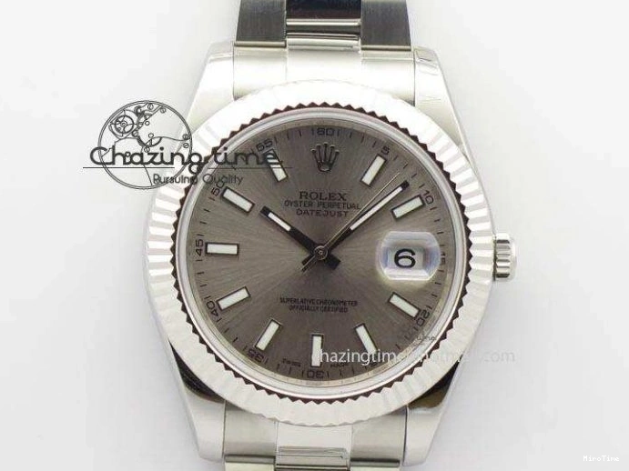MiroTime 0213 Datejust II 116334 SS 41mm Sliver Gray Dial Sticks Markers On SS Bracelet A Cozy 3892